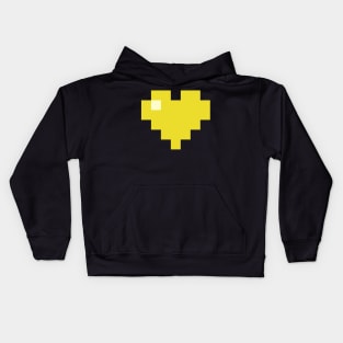 Simple Yellow Pixel Heart Kids Hoodie